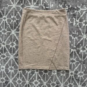 NWOT Kenzie Midi Pencil Skirt Tulip Front Beige Grey